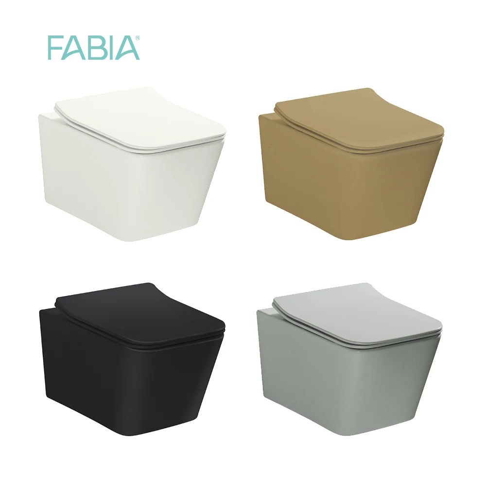 Hanging Ceramic Sanitary Rimless Square Toilet Black Wall Mount Toilets For European Market, Wall Hang Toilet