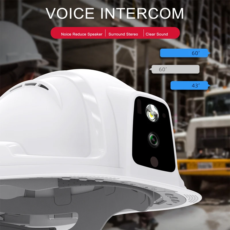 1080p waterproof smart hard hat camera live streaming GPS PTT intercom construction helmet camera