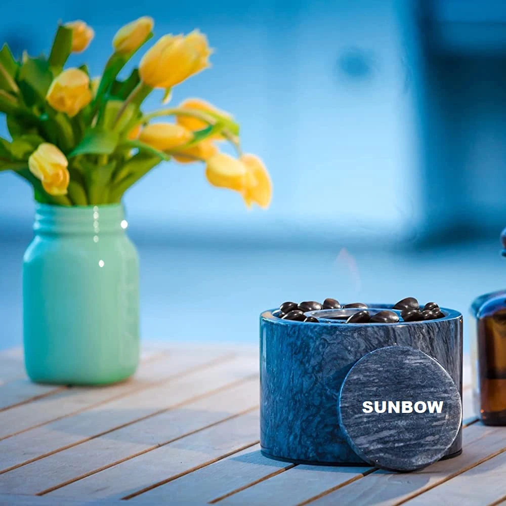 SUNBOW Original Marble Portable Fireplace Clean Burning Tabletop Fire Pit Bowl Indoor Outdoor Table Top Mini Ethanol Fire Pit
