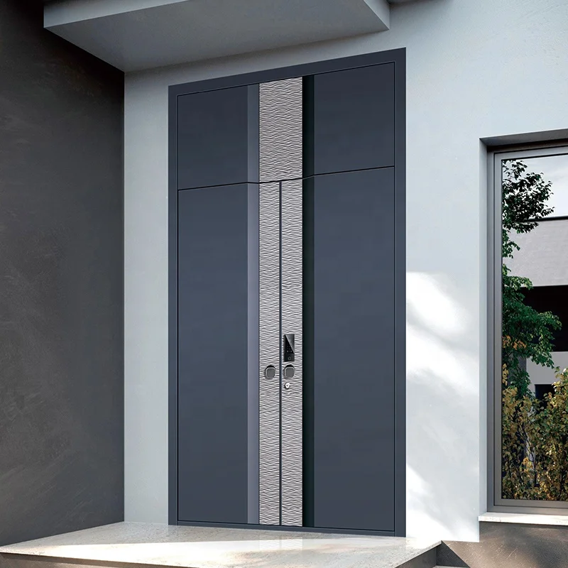 French Aluminum Double Door With Smart Lock External Security Front Doors For Houses Exterior