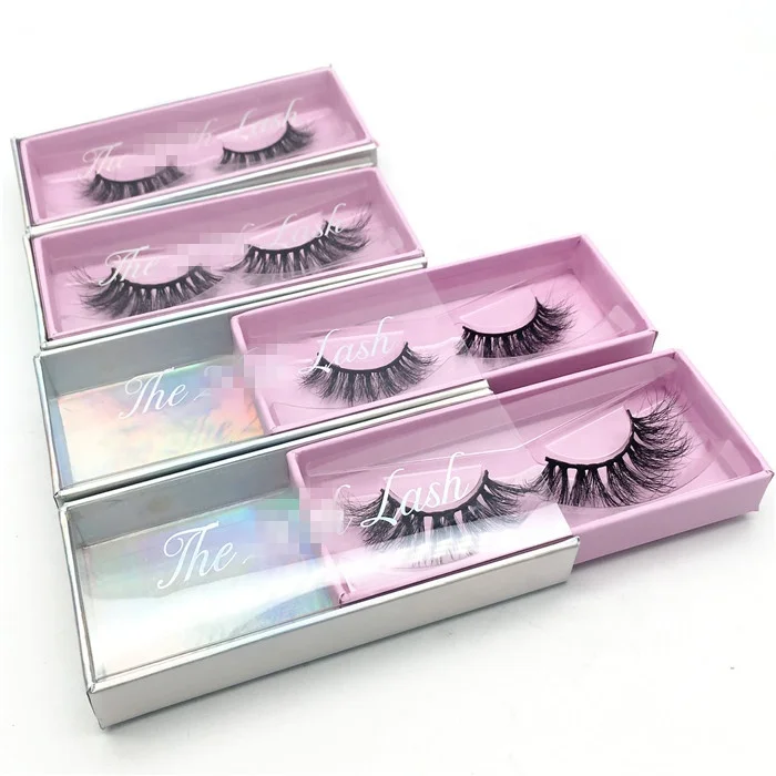 
Qingdao factory wholesale mink lashes with empty glitter custom eyelash packaging box 