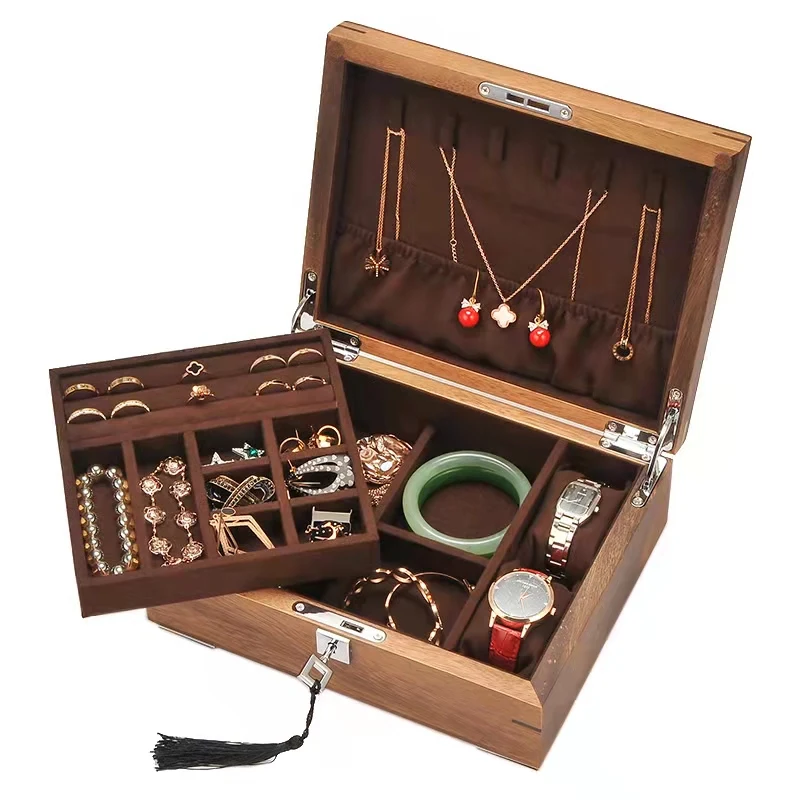 Handmade Small Decorative solid Wooden Jewelry Box Accessory Box For Women Jewel Organizer Keepsake Storage Case