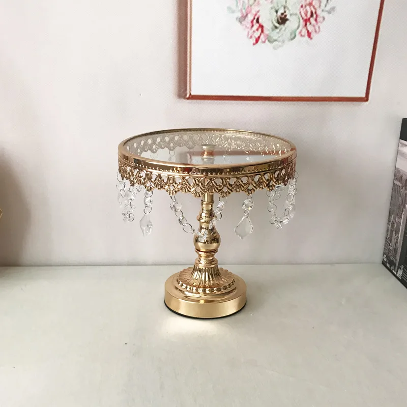 V279 High Quality Cake Stand Wedding Decoration Wedding High Cake Stand Glass Tray Round Dessert Display Stand For Wedding Table