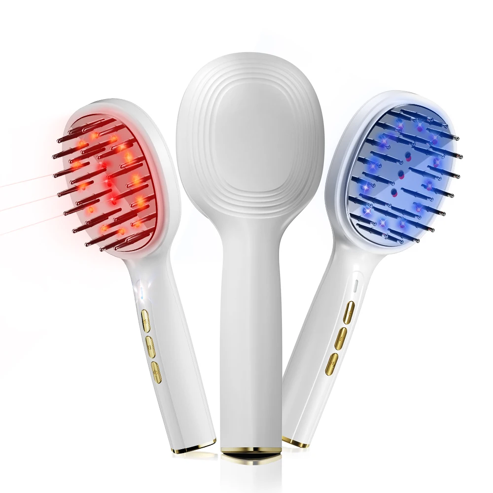 Professional red and blue light therapy scalp massager brush for hair growth head massager