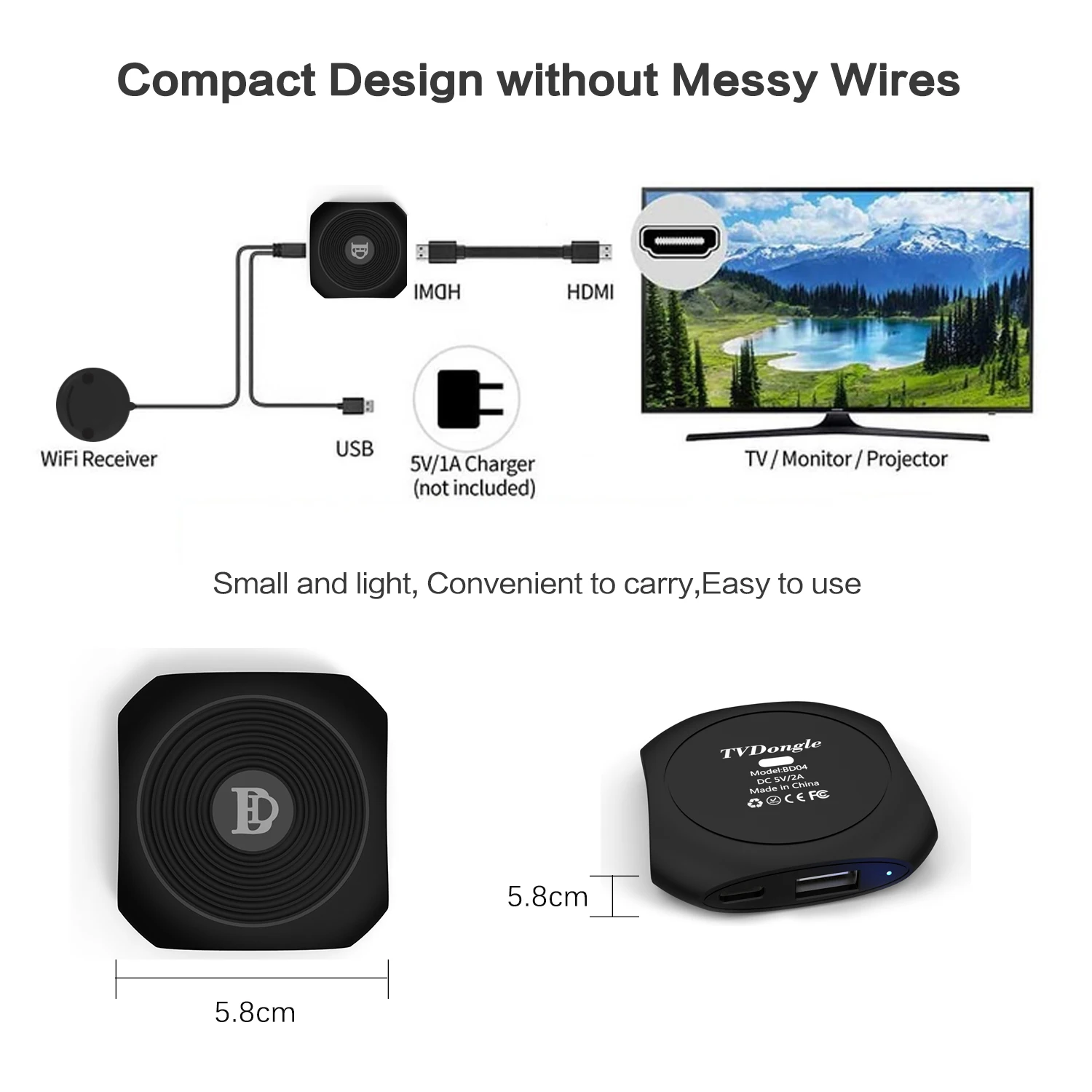 Hot Sales MiraScreen Miracast Wireless Display Dongle 1080P Portable WiFi Display Receiver TV Dongle