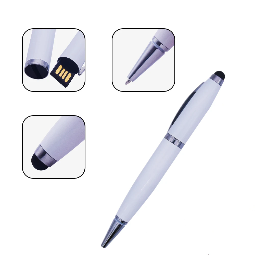 New Product USB Flash Drive Creative Touch Screen Ball Point Pen Memory Stick 8GB 16GB 32GB 128MB Pendrive Business Gift U Disk