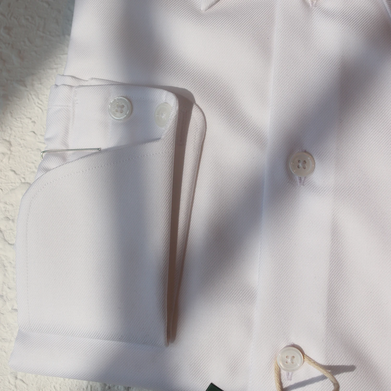 MTM Shirring Shoulder  Anti-wrinkle 100% Cotton Point Collar Shirt Italian Style Napoles Casual Shirt Tailor Custom Mens Shirt