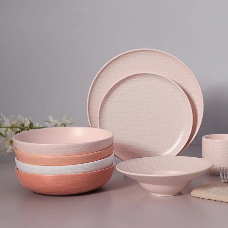 High Quality Plates Porcelain Crockery Pink Orange Wedding Tableware Round Ceramic Dinnerware Charge Dinner Plates Dish Buffet