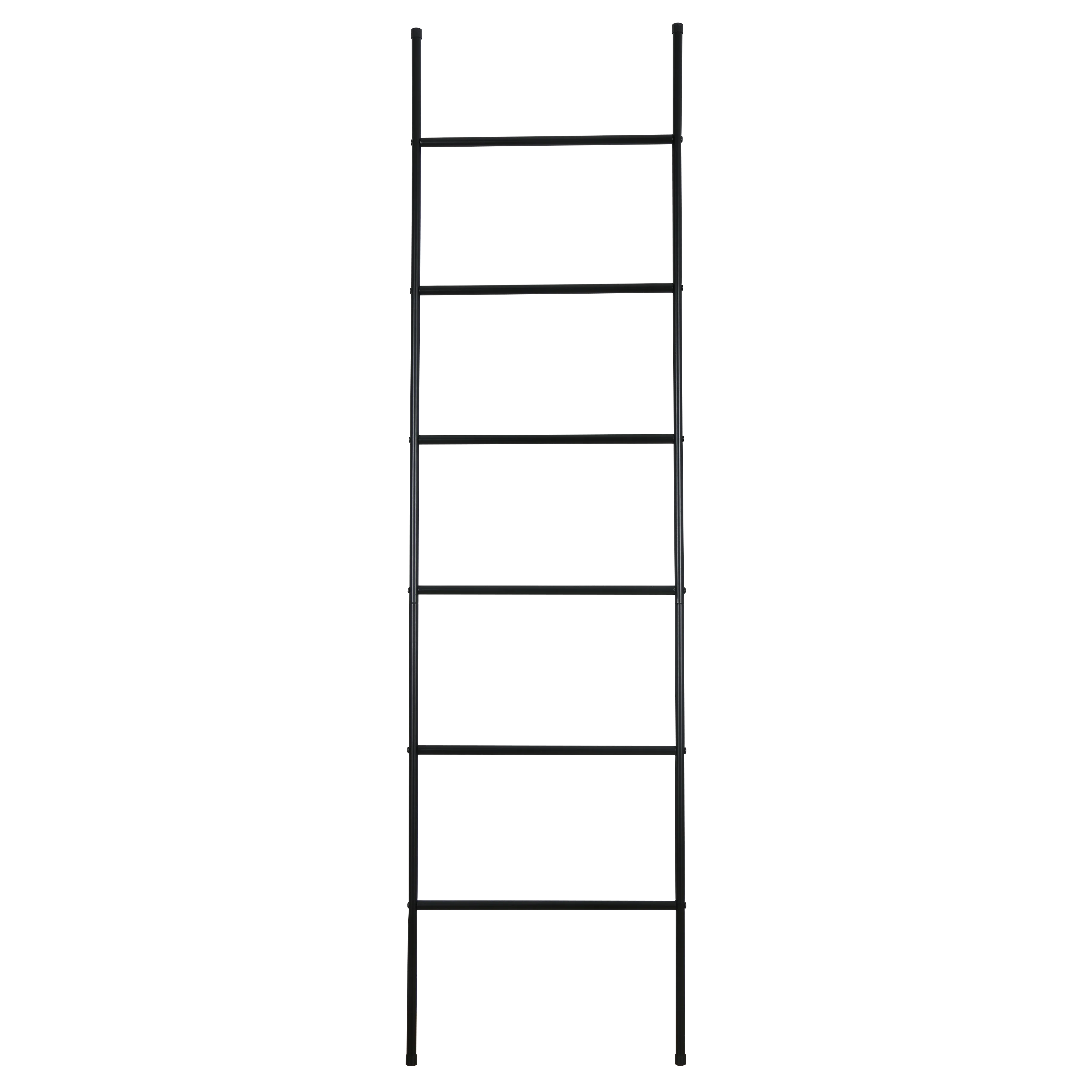 6 Levels Bathroom Accessory Towel Rack Trapezoidal Floor Standing Towel Rail Black Ladder Towel Rack