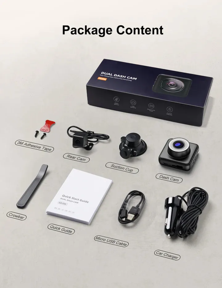 Dual Lens Front and Rear Camera Driving Video Recorder 1080P HD Dashcam Night Vision Car Black Box Dash Camera