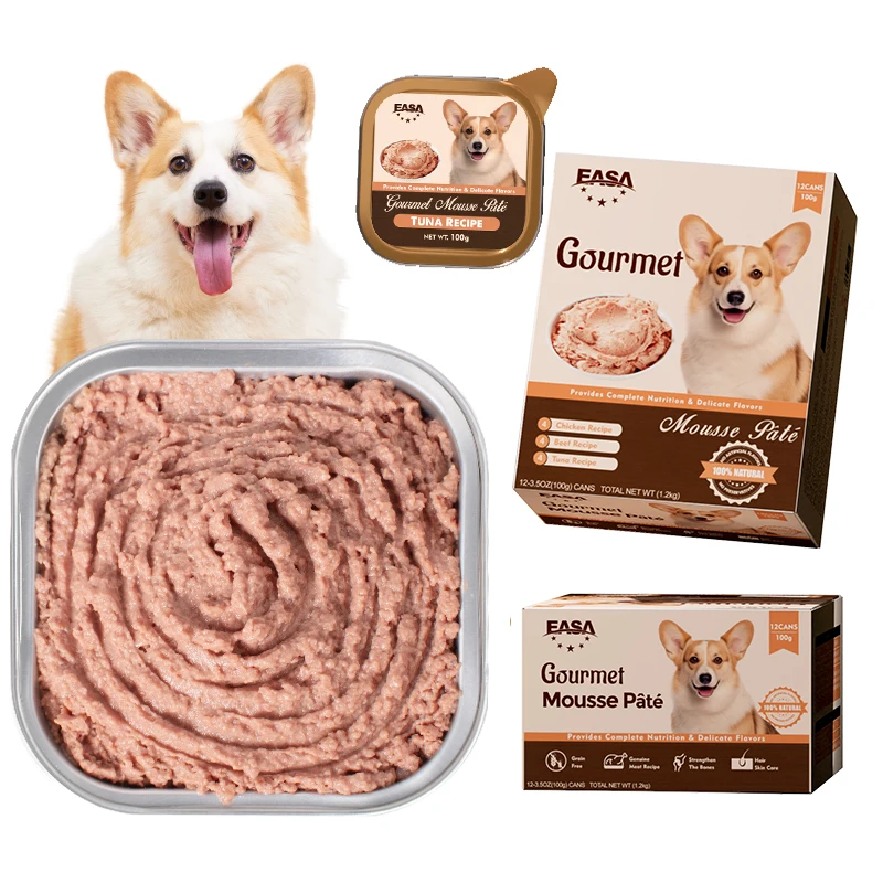 100g Mousse Pate Chinese Factory Wet Dog Food Tuna Beef Chicken Safe Genuine Meat Good Quality Highly palatable tailored formula