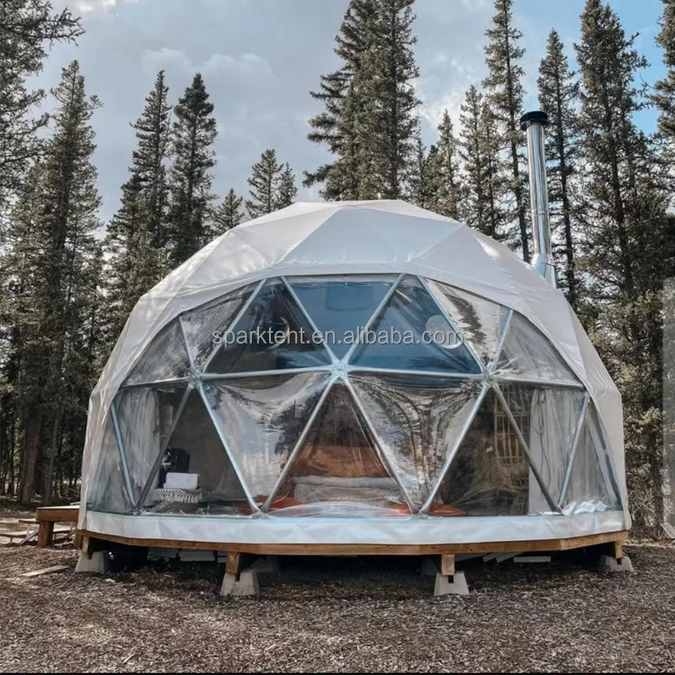 Good Quality Waterproof 2 Person Round Resort Camping Geodesic Dome House Tent with Steel Bar