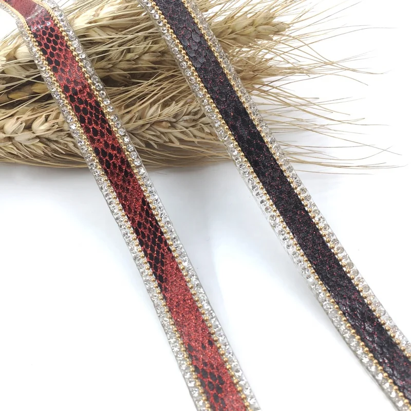 1,5 см розовая кожаная термоклейкая лента с хрустальными стразами по краю для платья аппликация кристалл горячая фиксация