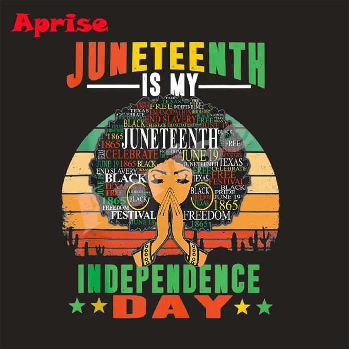 heat transfer printing 1865 juneteenth DTF Heat motif celebrating black freedom  plastisol vinyl iron on for MAN t shirt