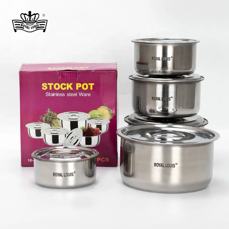 3/5 Pieces Kitchen Utensil Stainless Steel Stockpot Thai Pot Cooking Pot With Lid Indian Pot Spain Commercial Gift Cookware