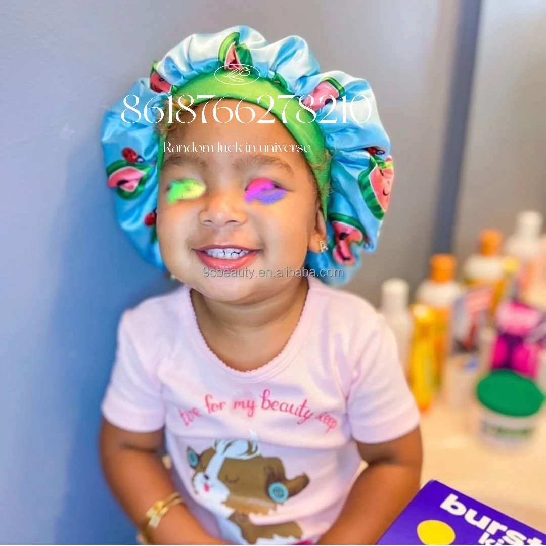 COCO MK family cartoon patterns lovely big lace double layer cute silk baby bonnet