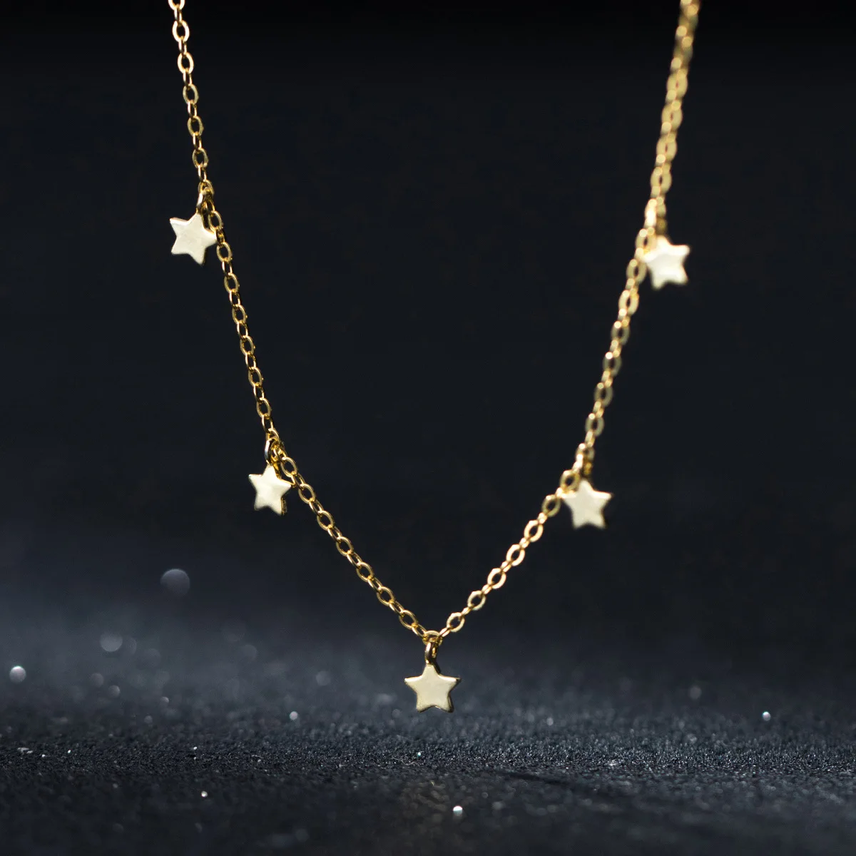 fashion 925 silver necklace jewelry 925 sterling silver star chain necklace 18K gold plated silver clavicle necklaces women