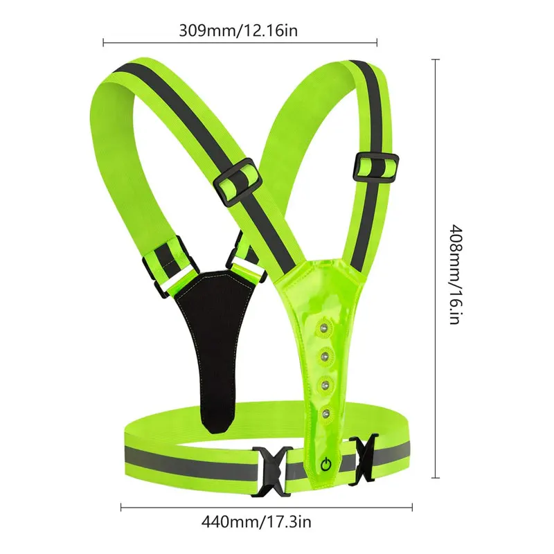 Factory Direct Sale Elastic Adjustable Vest High Visibility Safety Led Reflective Running Sports Vest For Running Sport