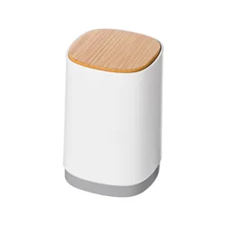 TikTok Creative Automatic Press Plastic Toothpick Holder Cans Desktop Swab Dental Floss Toothpick Storage Box with Wood Cover