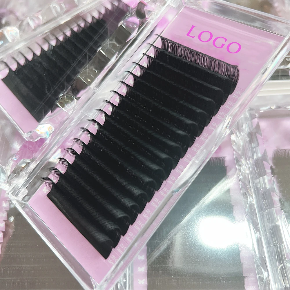 Оптовая продажа индивидуальный логотип бархатный объемный лоток для ресниц пушистый темно-матовый черный кашемировый удлинитель ручной работы CC Curl лотки