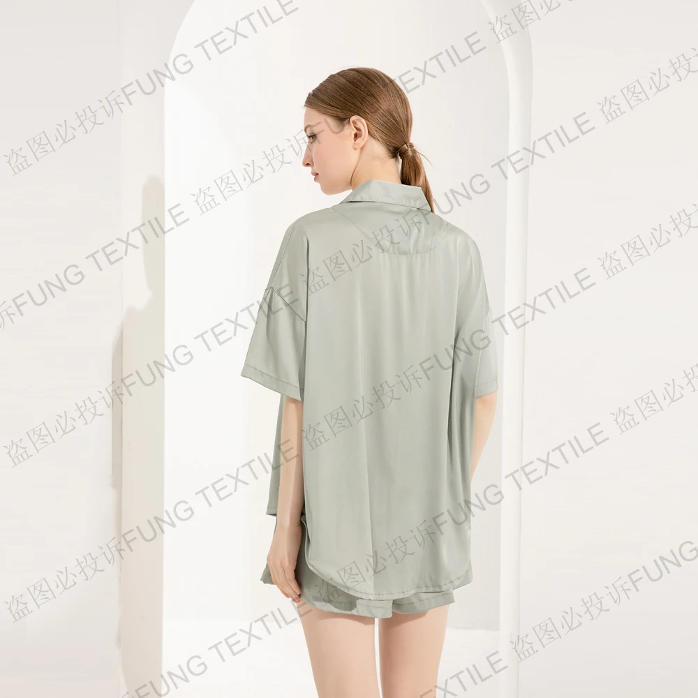 FUNG 6035 designs Pyjamas Suit Solid Color Sleepwear Silk Satin Homewear Couple Set Women Men Loungewear Plus Size Nightwear