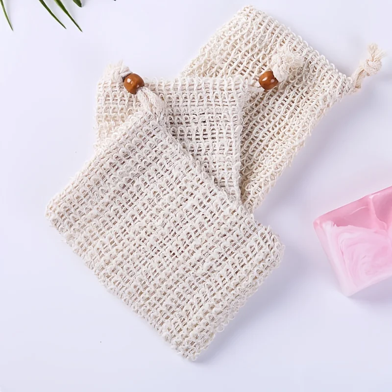 Natural Sisal Soap Saver Pouch Zero Waste Plastic-free Soap Net Foaming and Drying Massage Peeling Soap Bag