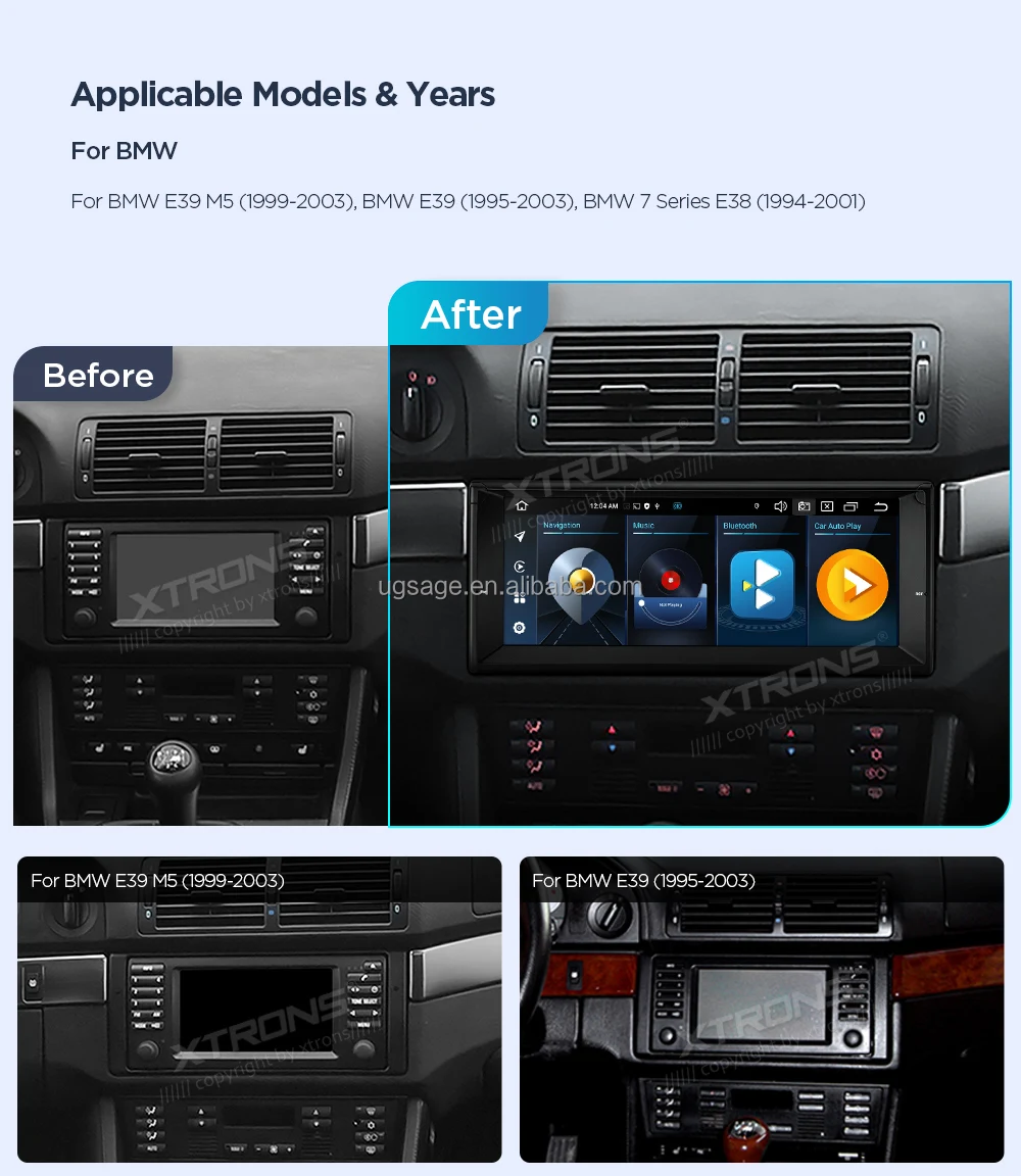 XTRONS 10.25" Android 12 Autoradio Carplay AA 4G LTE WIFI Car Stereo For BMW E39 E38 Radios Para Autos Con Pantalla 1 Din