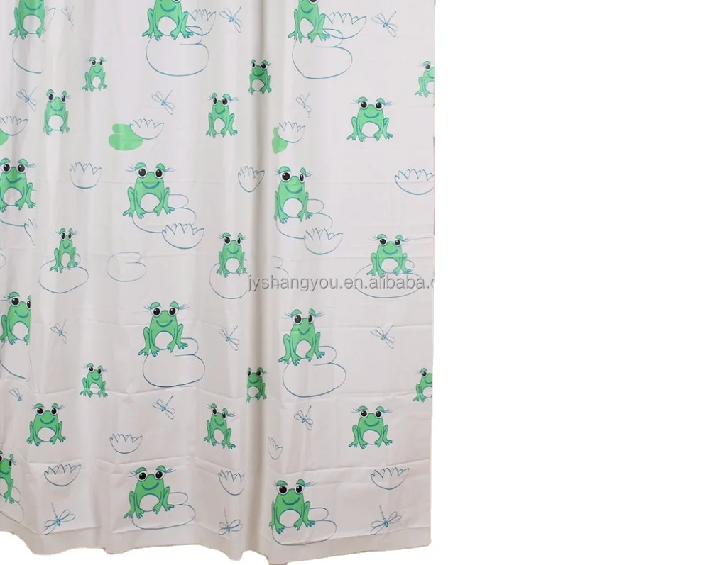 Cartoon style custom shower curtain liner printed frog