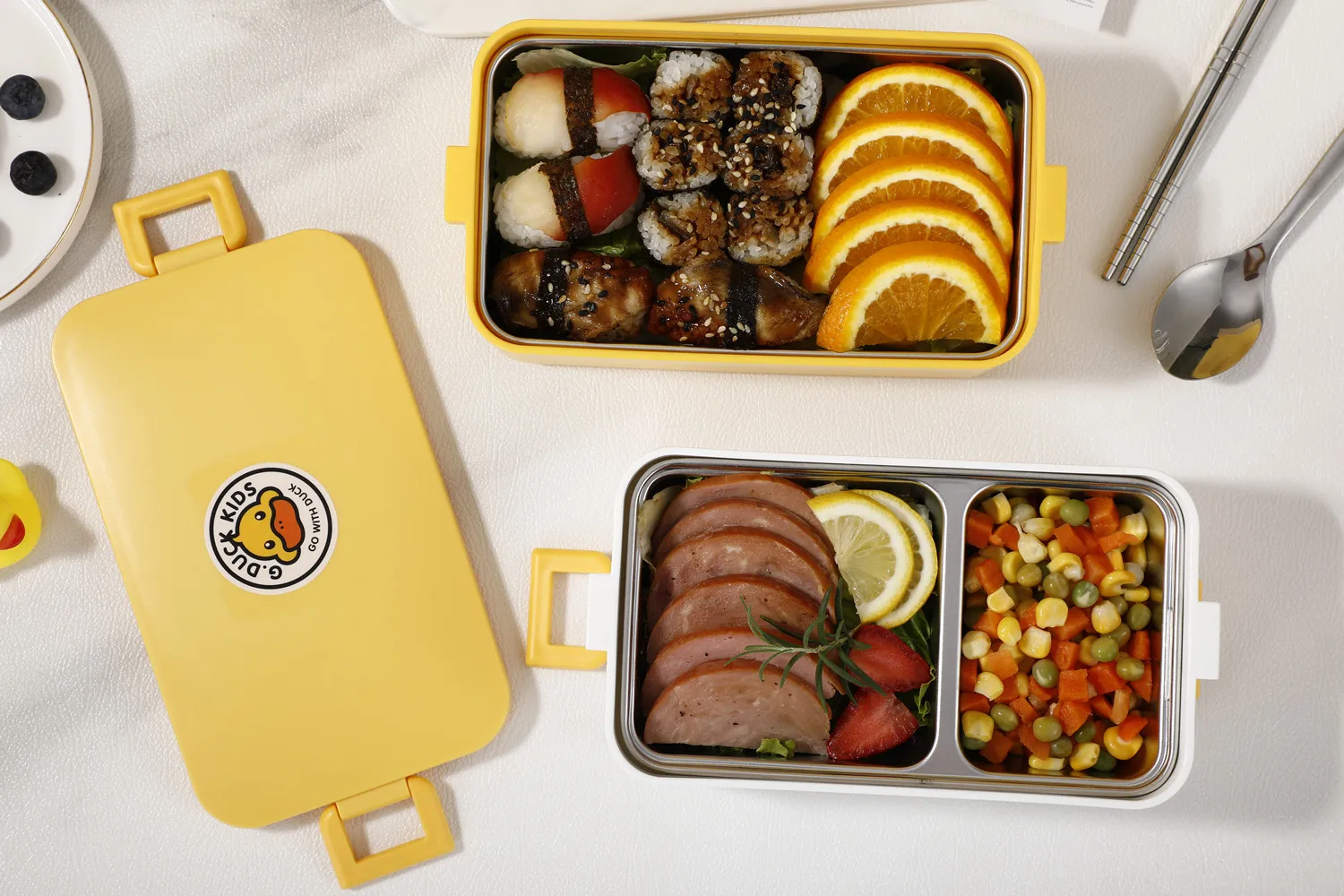 Kids bento box custom logo stackable insulated 2 layer thermal tiffin stainless lunch box