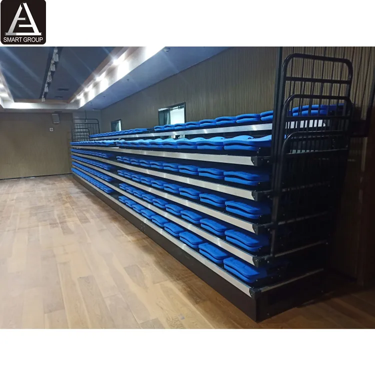6 Rows Telescopic Grandstand Sports Indoor Stadium Tribune Electric Retractable Gym Bleachers Seating System For Sale