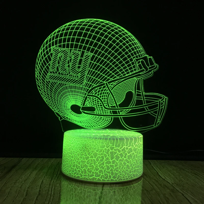 Football Helmet Light Touch Control New York Giants Football Team Light Lamp 7 Color Changing Touch Light