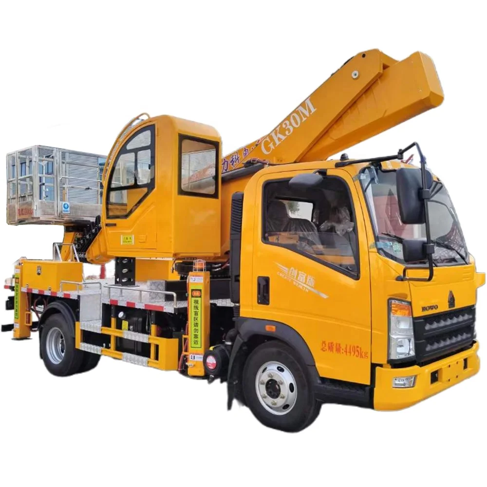 SINOTRUK HOWO 30m aerial working platform 4*2 single mast aerial work platform 45m 55m aerial pla-rform