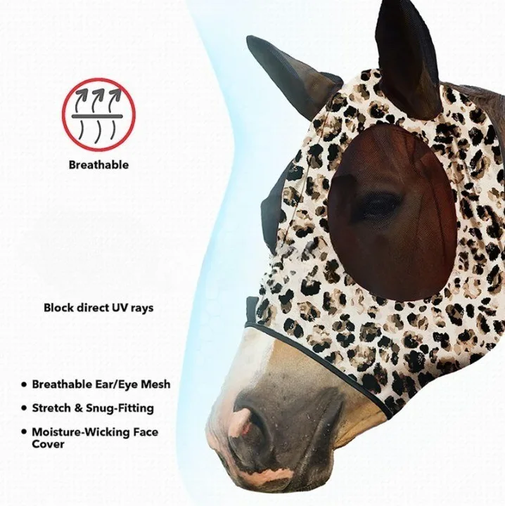 Horse racing equipment Breathable Mosquito bite protection leopard print horse hood other horse products