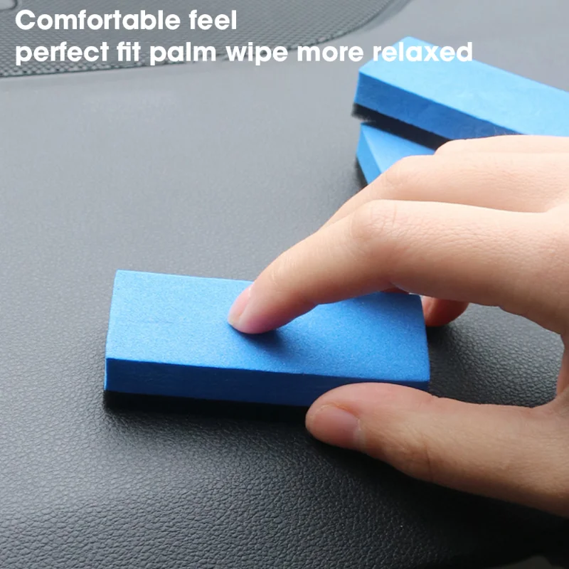 Car Ceramic Coating Sponge Applicator Glass Nano Wax Coat Applicator Pads Sponges Automobile Blue Square Sponge And Cloth