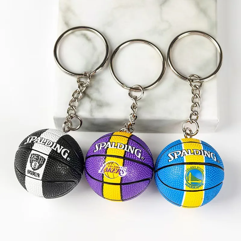 Hot Sale Basketball Team Keychain 3D Mini Super Star Kobe James Curry Harden Durant Plastic NBA Basketball Keychain