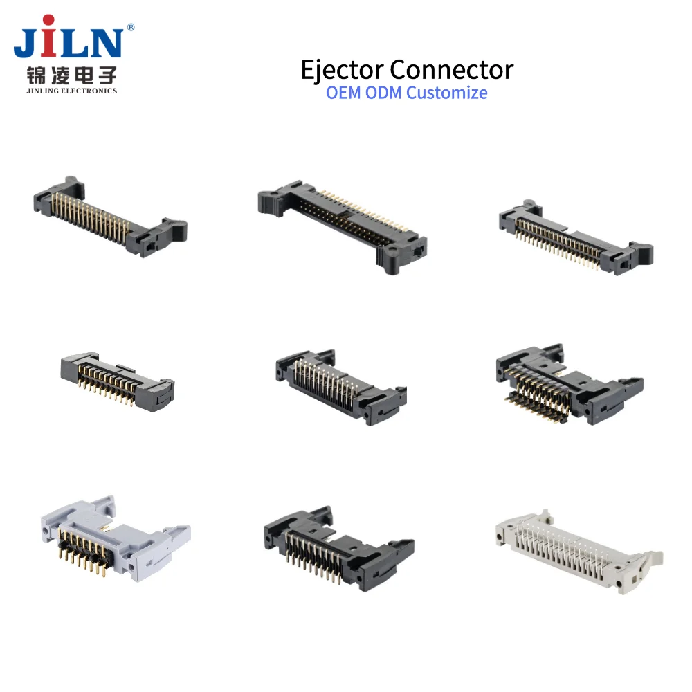 JiLN 1.27 2.54 mm pitch 12 16 pin wire to board straight angle three pieces black electronics ejector header connector on PCBA