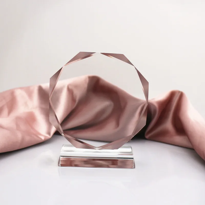 Octagon Crystal Award Glass Trophy Blank Sunflower Crystal Plaques Zinc Alloy Medal Hand Craft Sports Award Metal Medal