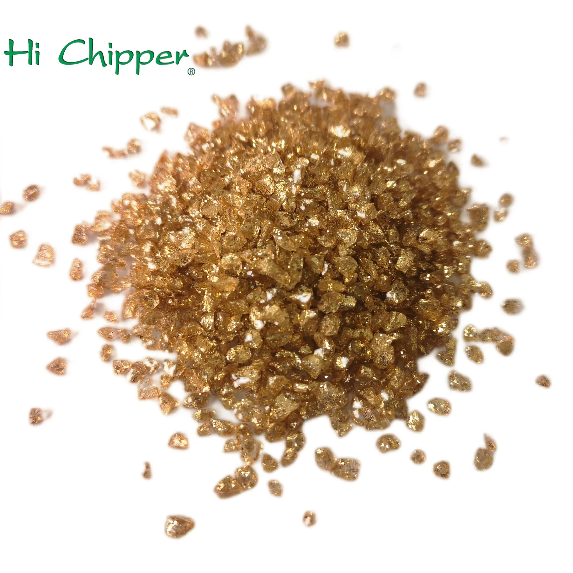 2-4mm copper glitter powder coated glass chips for floor and terrazzo