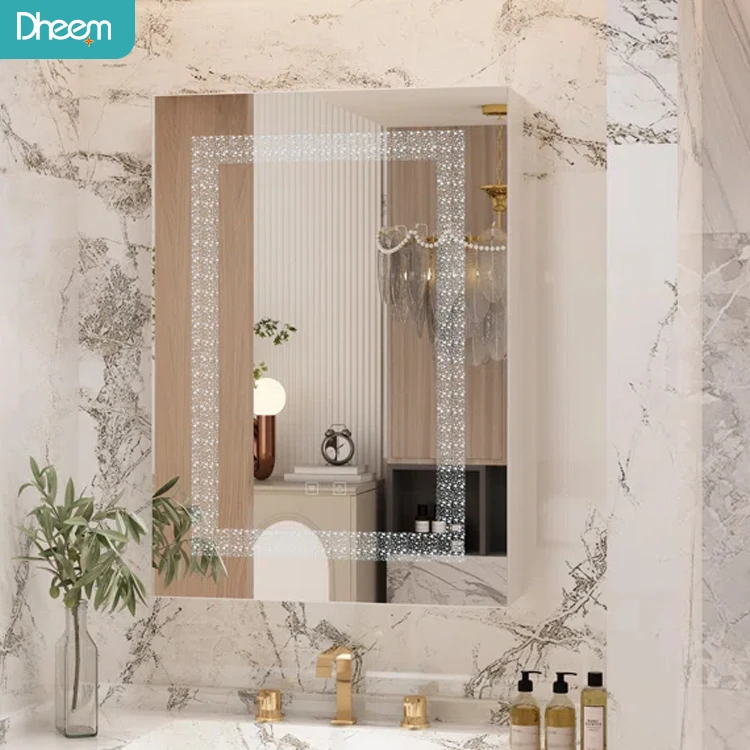 Chinese bathroom vanity with led mirror medicine storage cabinet