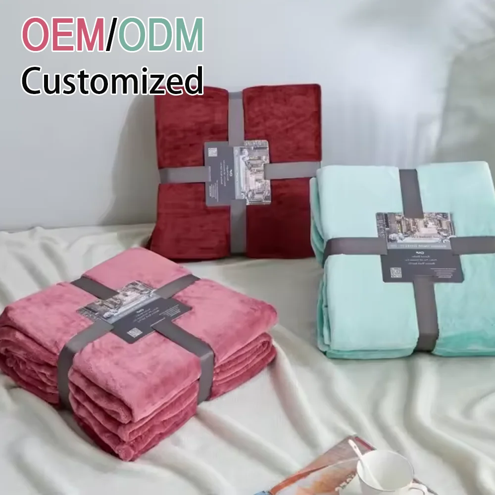 2024 Manufacture Hem edge or piping edge print flannel fleece chinese cheap queen bed blankets Eco-Friendly raschel blanket