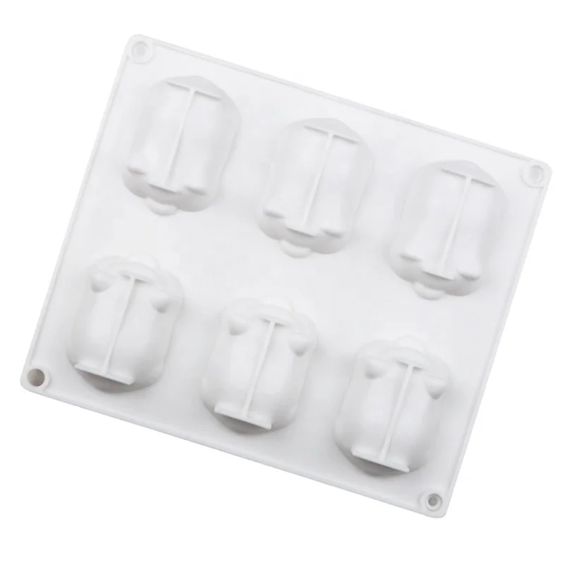 wholesale hot selling cute 6 cavities pig shaped silicone cake mold food grade handmade chocolate candy soap bomb making tools