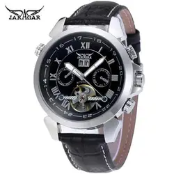 Jaragar 282 Mechanical Watches Tourbillon Chronograph Wristwatch Automatic Men Watch Leather Strap Relogio Masculino