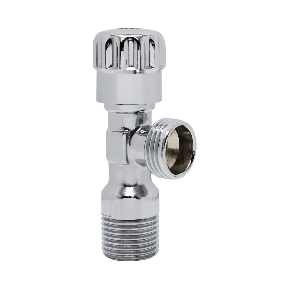 High Quality Round Handle Brass G1/2 Two Way Toilet/Bathroom Faucet Stop Angle Valve