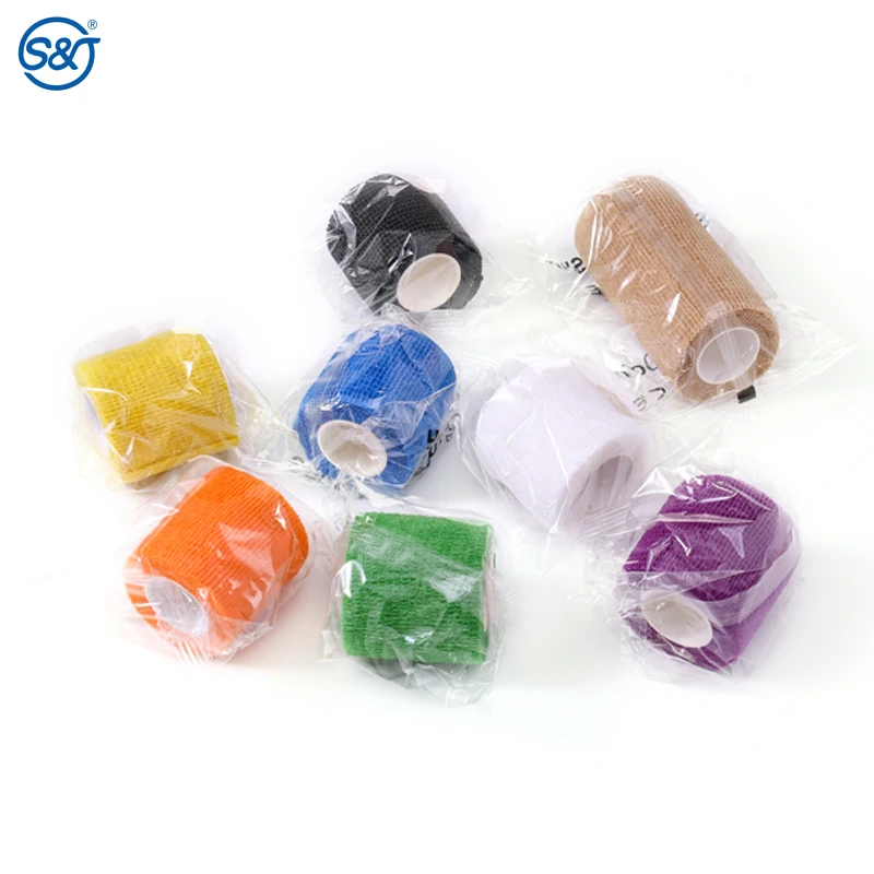 SJ Self Adhesive Wrap Bandages Bulk Breathable Athletic Tape Self Adherent Soaker Pad Cohesive Tape