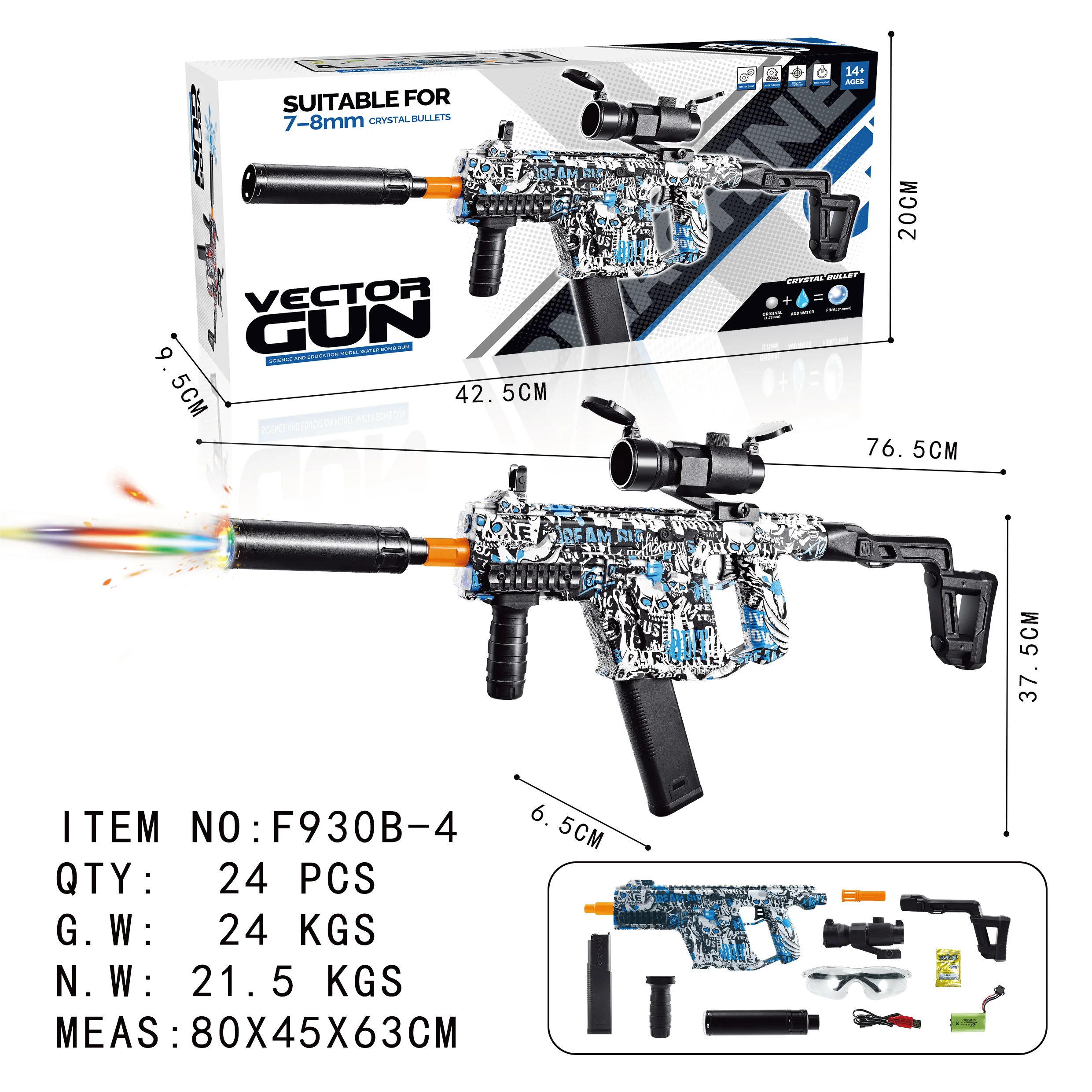 Automatic electric Glock Glock pistol colorful light pistol gel gel soft gel head blasting gun shooting water toy boy