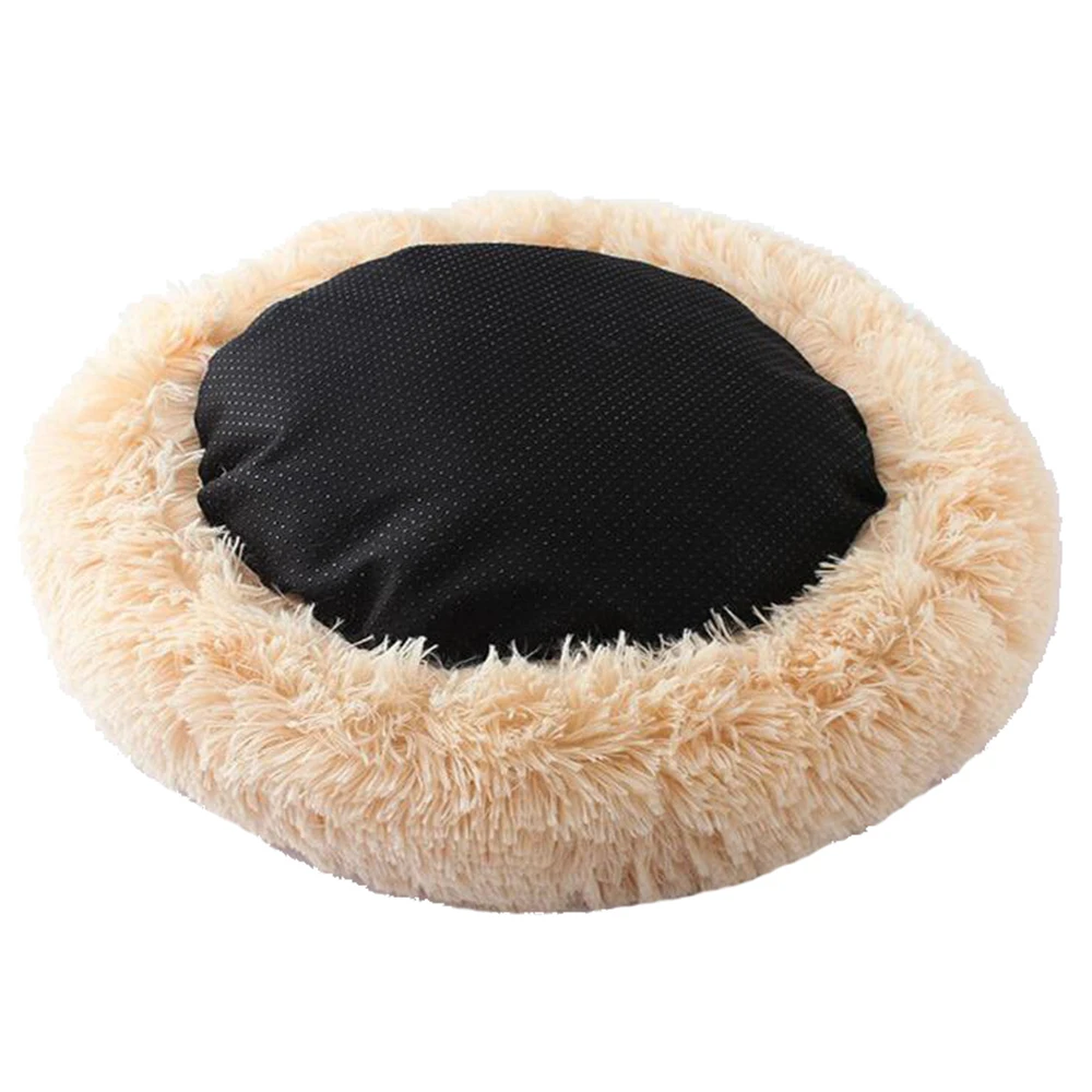 
Custom long plush warm soft round cat dog pet bed with PP Cotton 