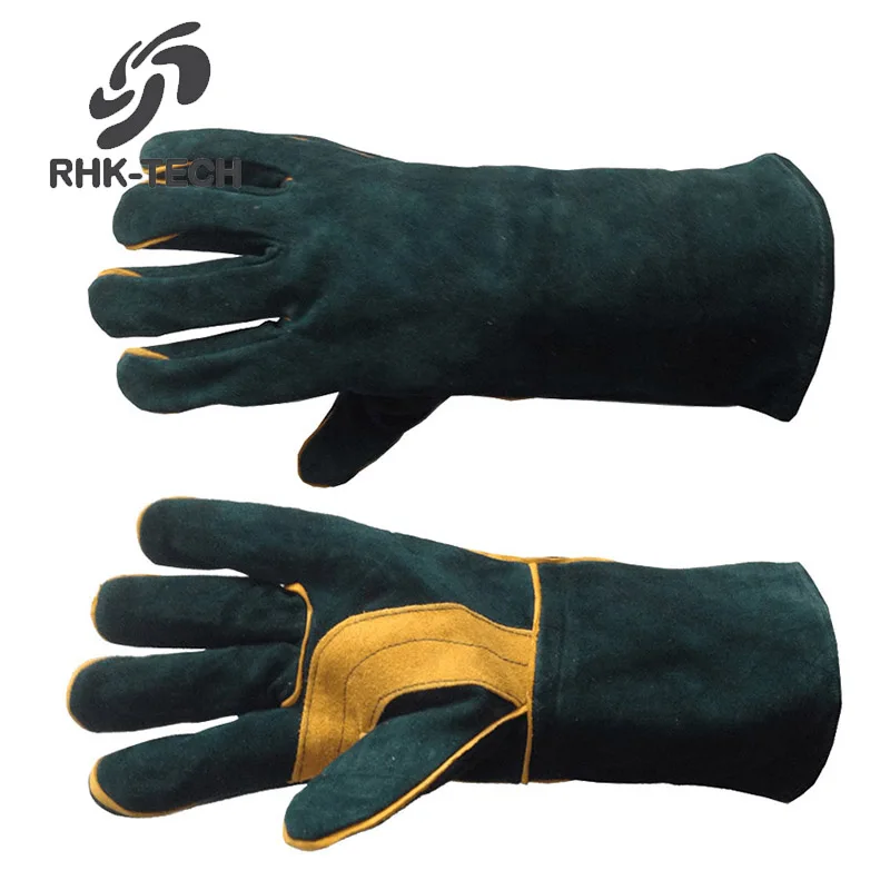 RHK New Products Green Flannel Llining Leather Welding Glove