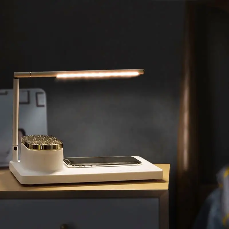Современная умная Беспроводная зарядка Bluetooth-колонка светодиодная музыкальная Настольная лампа с