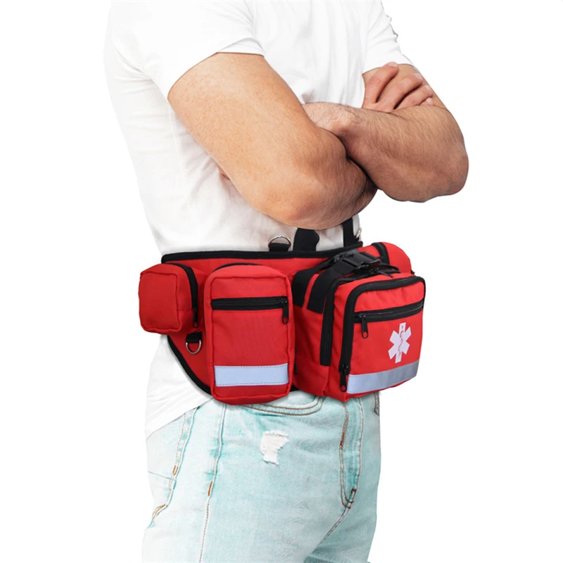 Red Rescue Fanny Pack Outdoor Hip Pack Empty Pouch First Responder Storage Waist Bag First Aid Waist Pack