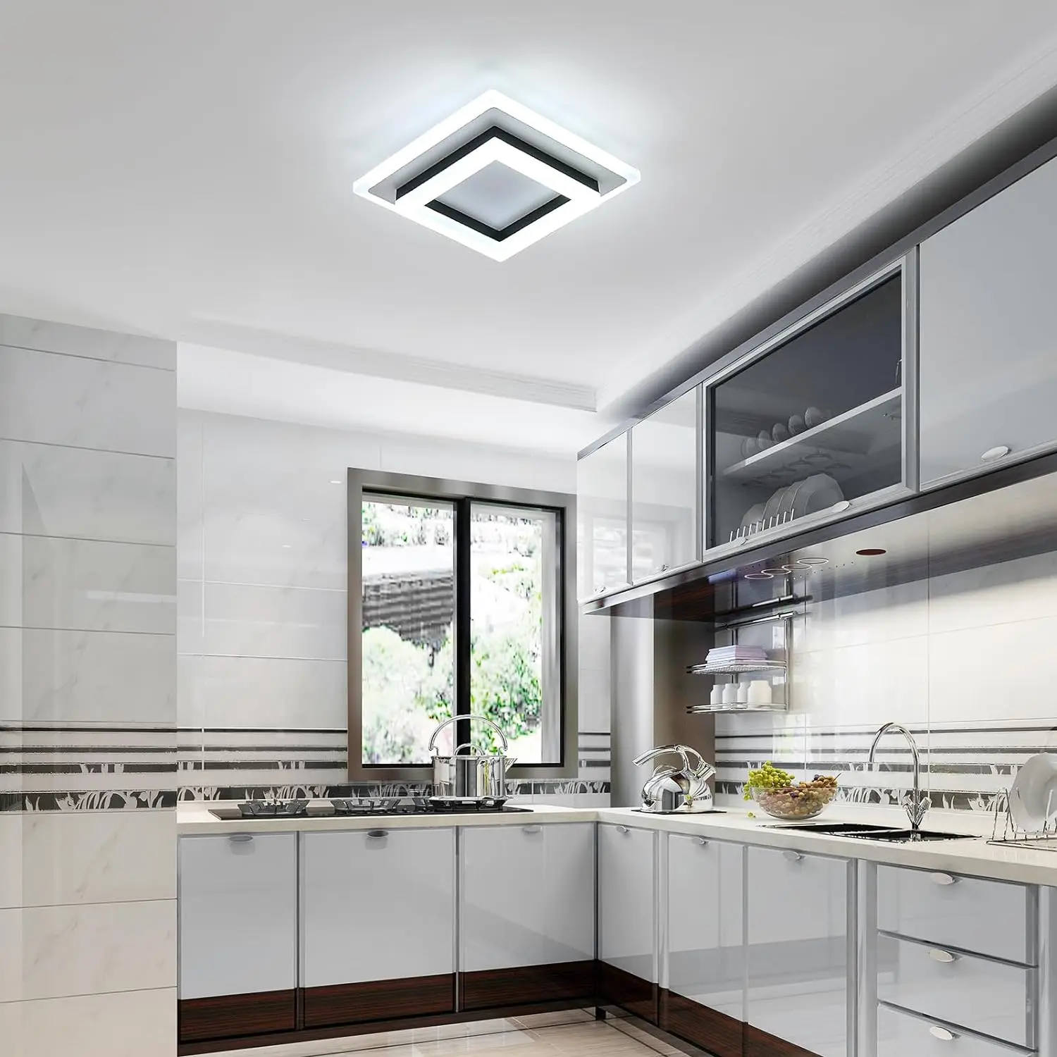 Modern Living Room Bedroom Black Ceiling Light Cold White Square Led Ceiling Light Led Lampen Deckenlampen